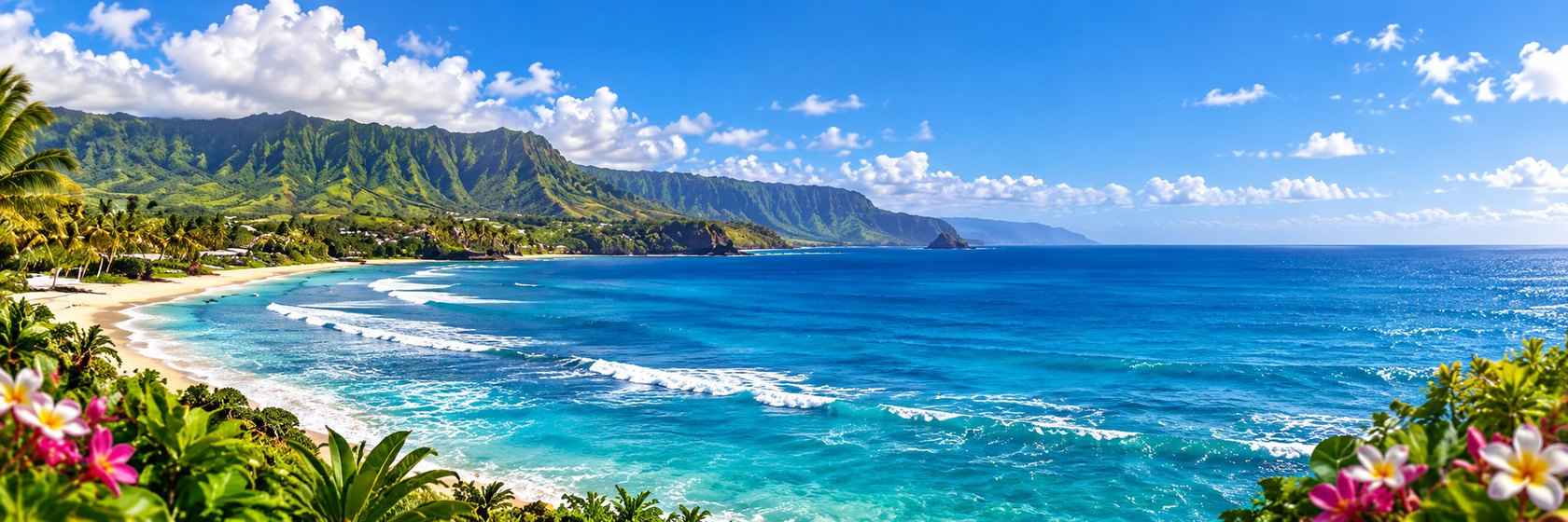 A sunny island coastline